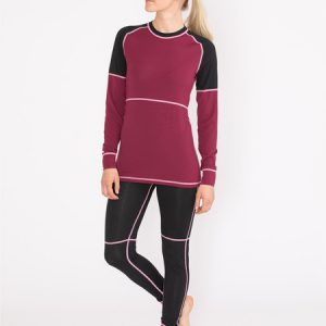 Active Wool Set Women Vinröd