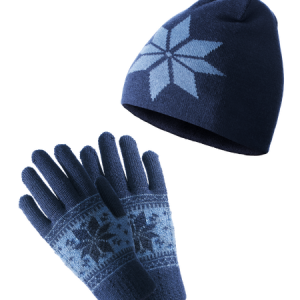 Wool Hat & Glove Set Blå