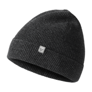 Wool Rib Unisex Hat Black Melange