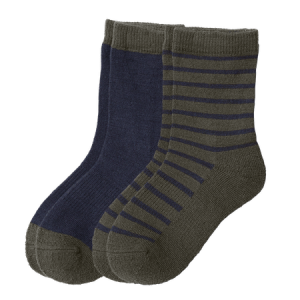 Wool Sock Kids 2-P Khakigrön