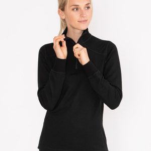 Woolterry 1/2 Zip Women Svart